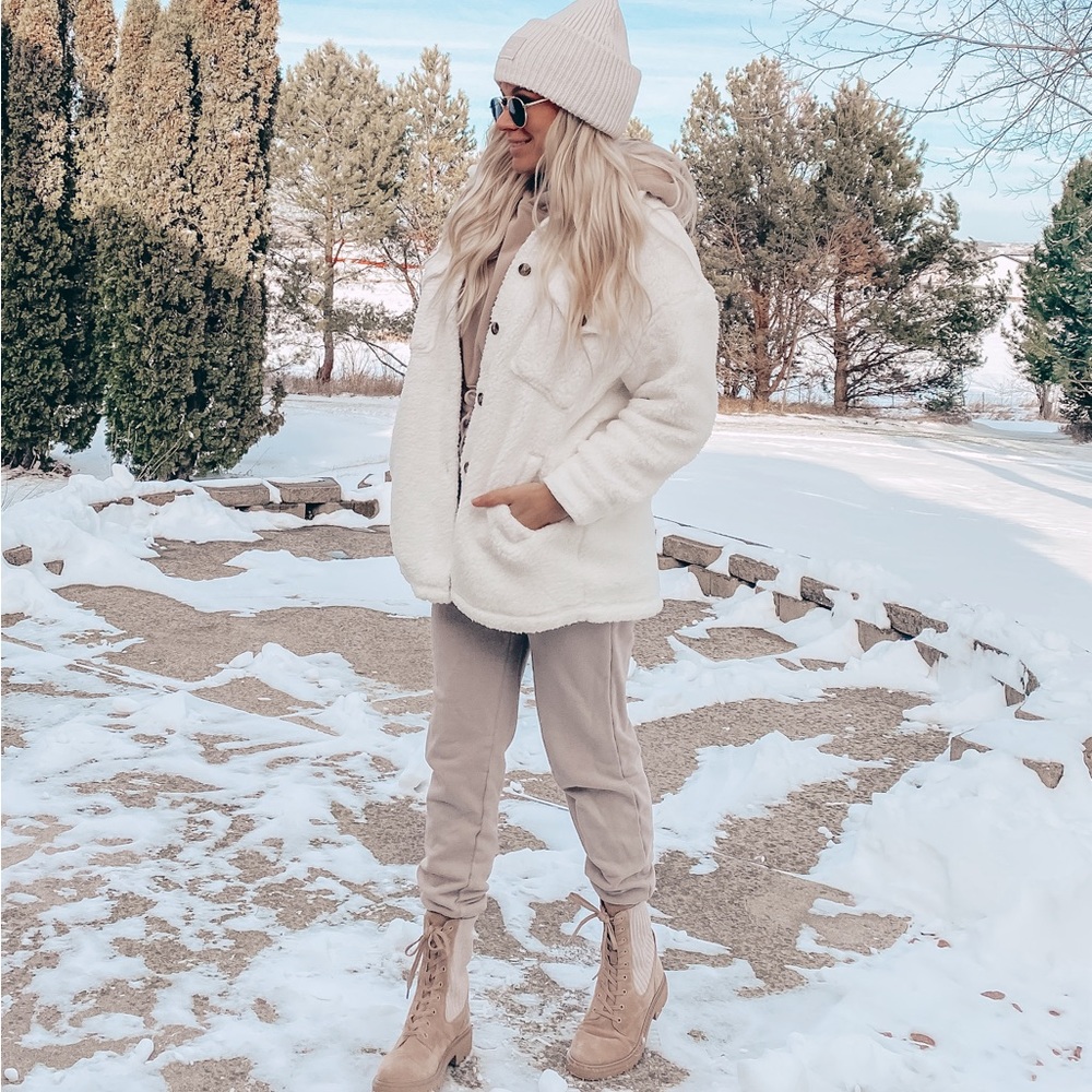 White Sherpa shacket